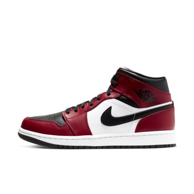 air jordan 1 mid red and black and white