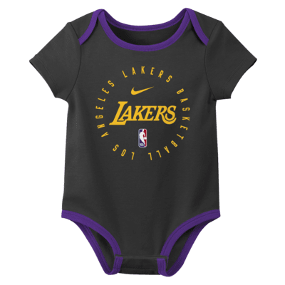 Conjunto de body de la NBA Nike para bebé (3 piezas) Los Angeles Lakers