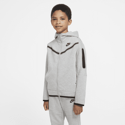 Sudadera capucha de cierre completo para niño talla grande Nike Sportswear Tech Fleece.