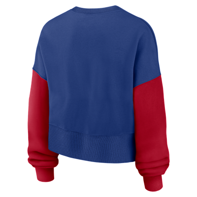 Sudadera de cuello redondo sin cierre de la NFL Nike para mujer New York Giants