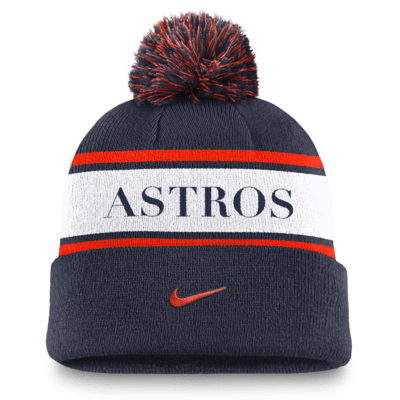 Houston Astros Team Stripe Peak Men's Nike MLB Cuffed Pom Beanie