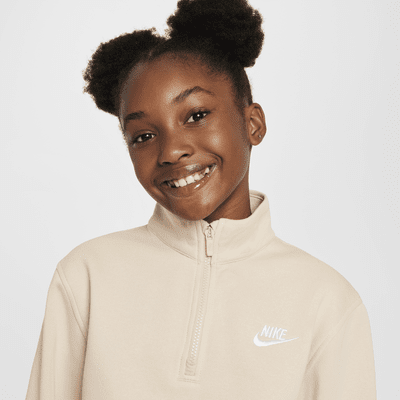 Sudadera de tejido Fleece de medio cierre para niña talla grande Nike Sportswear Club