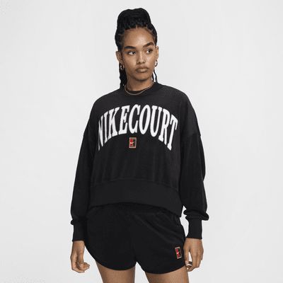 Sweat de tennis ultra-oversize à col ras-du-cou et motif NikeCourt Heritage pour femme