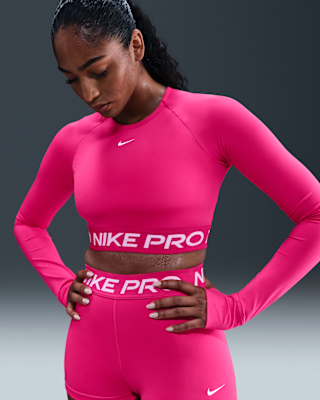 Женские  Nike Pro Dri-FIT Cropped Long-Sleeve Top