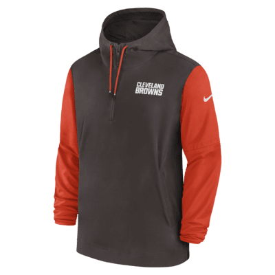 Cleveland Browns Sideline Pre-Game Player Men's Nike NFL 1/2-Zip Hooded Jacket