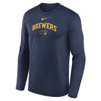 Playera de manga larga Nike Dri-FIT de la MLB para hombre Milwaukee Brewers Authentic Collection Practice