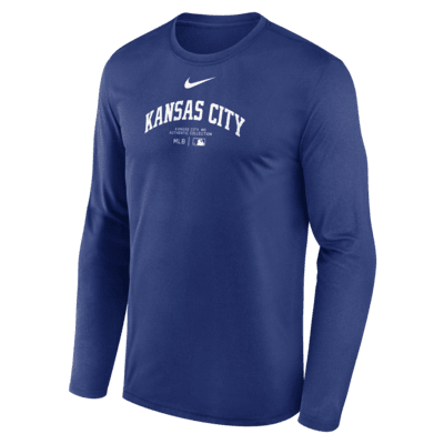 Playera de manga larga Nike Dri-FIT de la MLB para hombre Kansas City Royals Authentic Collection Practice