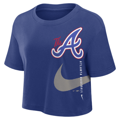 Playera Nike Dri-FIT de la MLB cropped para mujer Atlanta Braves City Connect