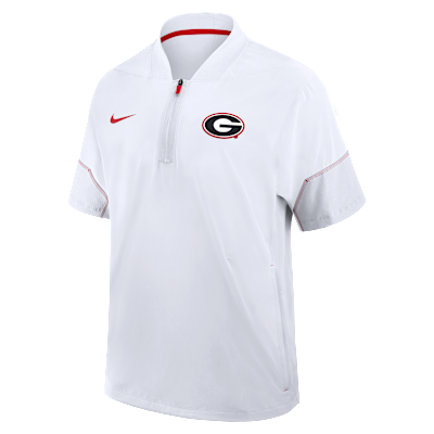 Georgia Sideline Coach Men's Nike College 1/2-Zip Short-Sleeve Hooded Jacket from Nike - $95