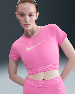 Женские шорты Nike Pro Dri-FIT Short-Sleeve Cropped Graphic Top