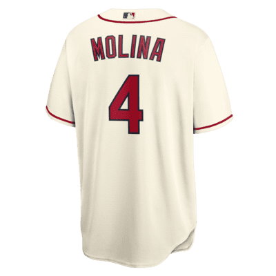 Nike Men's Replica St. Louis Cardinals Yaider Molina #4 White Cool Base  Jersey