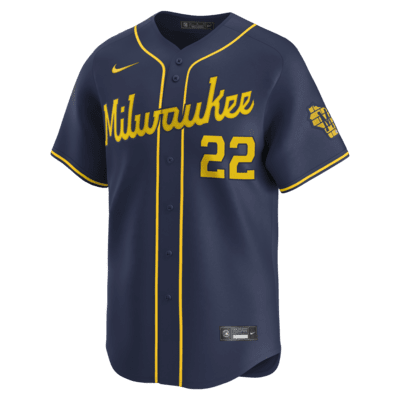 Jersey Nike Dri-FIT ADV de la MLB Limited para hombre Christian Yelich Milwaukee Brewers