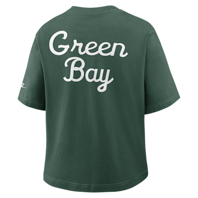 Green Bay Packers Rewind Pocket Boxy Women's Nike NFL T-Shirt
