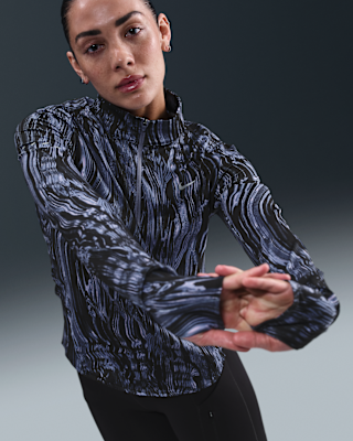 Женские  Nike Swift Dri-FIT UV 1/2-Zip Printed Top для бега