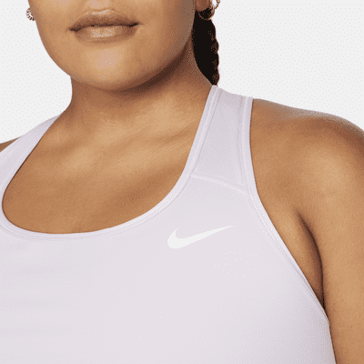 nike training mid support swoosh bra in white