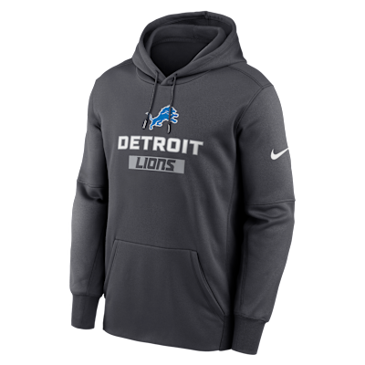 Sudadera con gorro sin cierre Nike Therma de la NFL para hombre Detroit Lions Toss Sweep