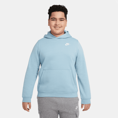 nike club fleece pullover hoodie light blue