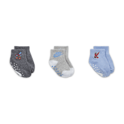 Nike "N is for Nike" Gripper Ankle Socks (3 Pairs) Baby Gripper Socks