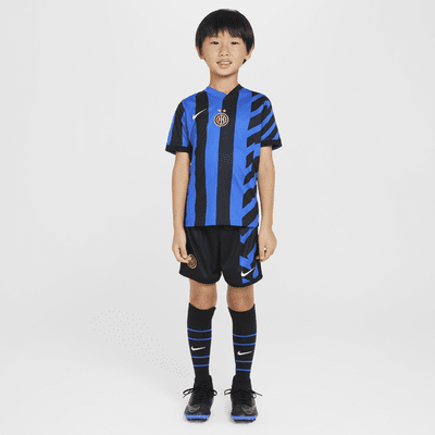 Inter Milan 2024/25 Stadium (hjemmedrakt) Nike Football Replica draktsett i tre deler til små barn