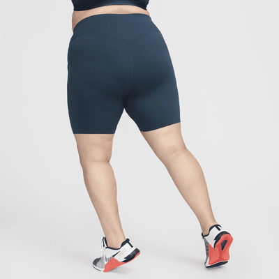 Shorts de ciclismo de 20 cm de tiro alto de media sujeción para mujer Nike Universa con bolsillos (talla grande)