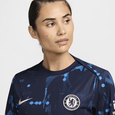 Maglia da calcio pre-partita a manica corta Nike Dri-FIT Chelsea FC Academy Pro – Donna