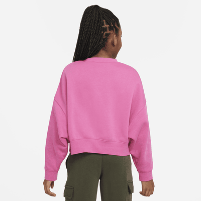 Bluza dresowa oversize z dzianiny z półokrągłym dekoltem dla dużych dzieci (dziewcząt) Nike Sportswear