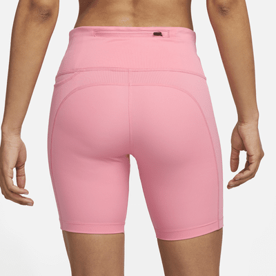 Nike Women's Tight Mid-Rise Ribbed-Panel Running Shorts with Pockets