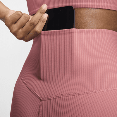 Nike Zenvy Rib 7/8-Leggings mit sanftem Halt und hohem Taillenbund für Damen