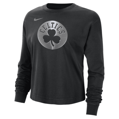 Boston Celtics Courtside Women's Nike NBA Shine Boxy Long-Sleeve T-Shirt