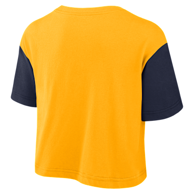 West Virginia Script Women's Nike Dri-FIT College Cropped T-Shirt