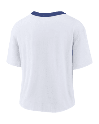 Women's Nike White/Royal Los Angeles Dodgers Team First High Hip Boxy T-Shirt, Size: XS