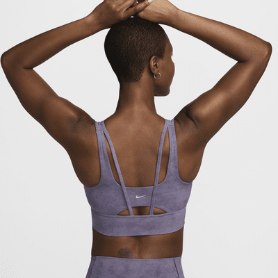 Brassière de sport longue rembourrée à maintien normal Nike Zenvy Tie-Dye pour femme