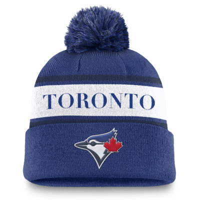 Toronto Blue Jays Team Stripe Peak Men's Nike MLB Cuffed Pom Beanie