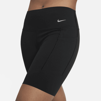 Shorts de ciclismo de 20 cm y tiro medio de media sujeción para mujer Nike Universa con bolsillos