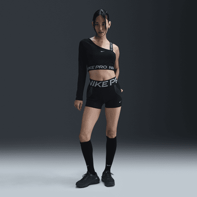 Nike Pro Shine asymmetrische croptop met Dri-FIT voor dames