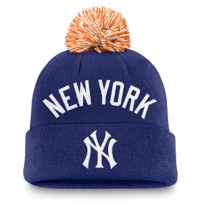 Gorro con dobladillo y pompón Nike de la MLB para hombre New York Yankees Peak