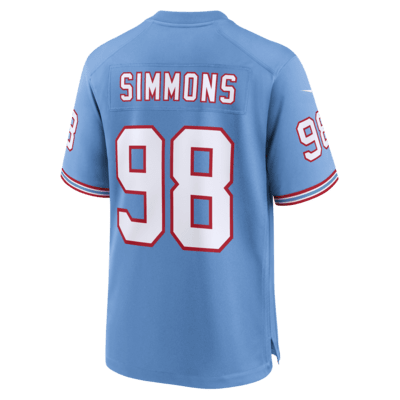 Jersey de fútbol americano Nike de la NFL Game para hombre Jeffery Simmons Tennessee Titans