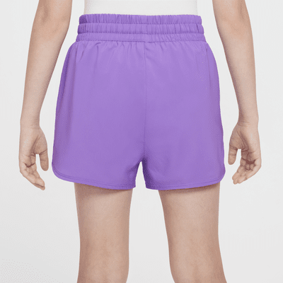 Shorts de entrenamiento de tejido Woven Dri-FIT de tiro alto para niña talla grande Nike One