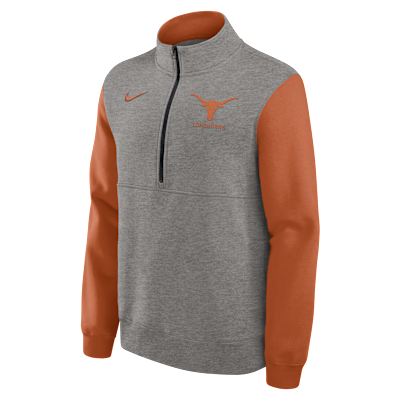 Sudadera de cuello redondo universitaria Nike de medio cierre para hombre Texas Club