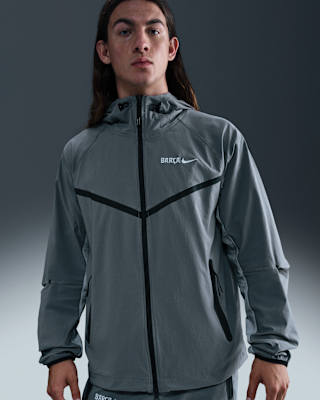 Мужская куртка FC Barcelona Tech Windrunner Nike Soccer Full-Zip Woven для бега