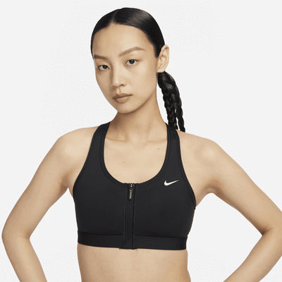 Nike Sports bra SWOOSH FLYKNIT with mesh in black/ gray