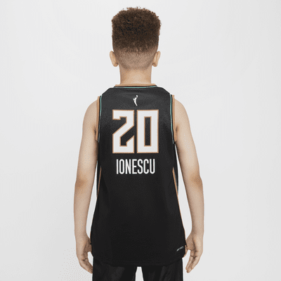 Jersey de la WNBA de alero polivalente Nike Dri-FIT para niño talla grande Sabrina Ionescu New York Liberty 2024 Explorer Edition