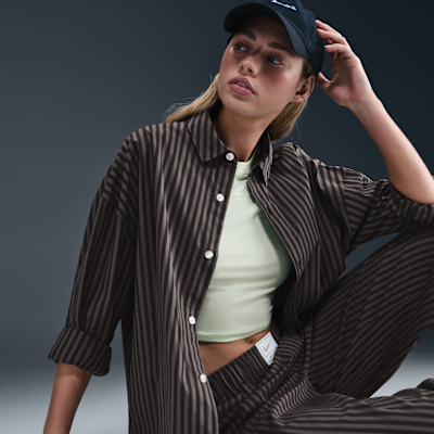 Nike Sportswear Chill Poplin Women's Oversized Striped Button-Down Top