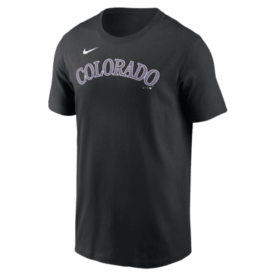 Playera Nike de la MLB para hombre Colorado Rockies Fuse Wordmark