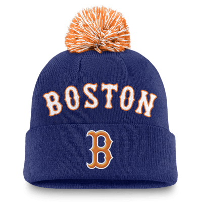 Gorro con dobladillo y pompón Nike de la MLB para hombre Boston Red Sox Peak