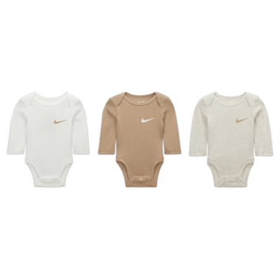 Nike Essentials Baby (0-9M) 3-Pack Long Sleeve Bodysuits