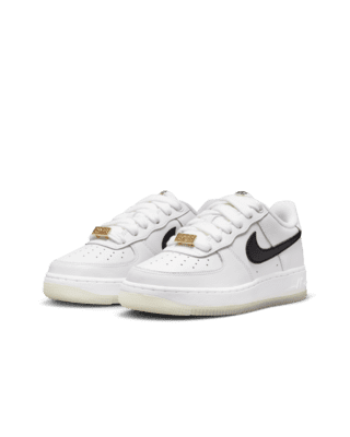 Nike Air Force 1 Premium (GS) Big Kids' Shoes White-Metallic Gold