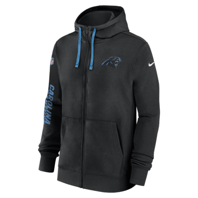 Sudadera con gorro de cierre completo Nike para hombre Carolina Panthers Sideline Team Issue Club