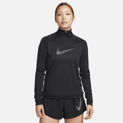 Nike Running Dri-FIT Swoosh half-zip midlayer long sleeve top in black