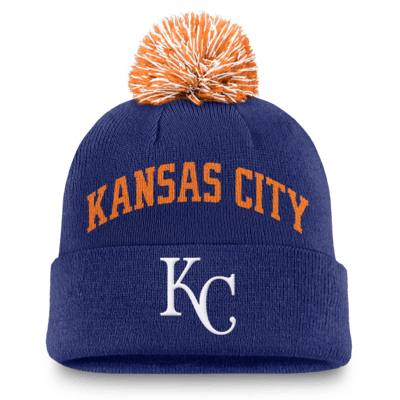 Gorro con dobladillo y pompón Nike de la MLB para hombre Kansas City Royals Peak